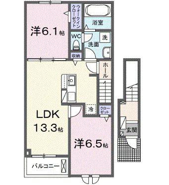アーバングレイス(2LDK/2階)の間取り写真