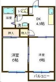 ソレイユI(2DK/2階)の間取り写真