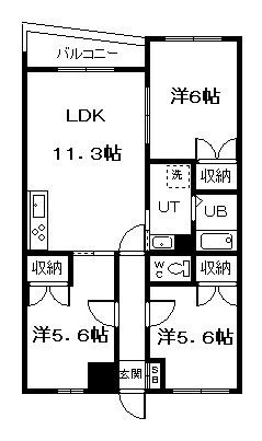 イーストリッチ7・4(3LDK/3階)の間取り写真
