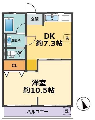 兵庫ハイツ(1DK/4階)の間取り写真