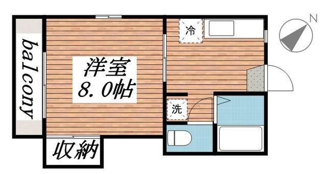 ハイツ創英(1K/2階)の間取り写真