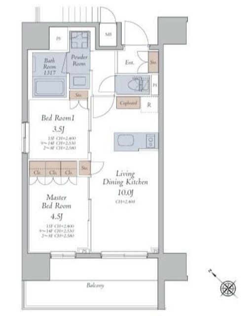 HAYANO RESIDENCE 大塚(2LDK/15階)の間取り写真