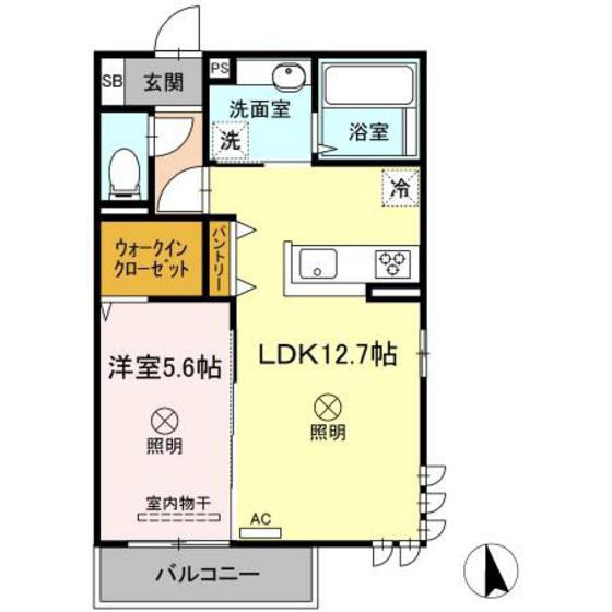イルクオーレ(1LDK/2階)の間取り写真