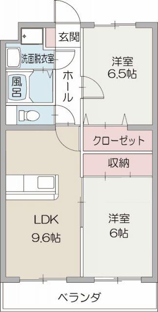 エバーグリーン(2LDK/1階)の間取り写真