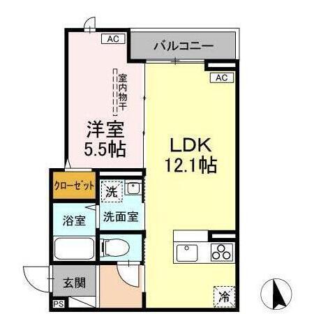 エルタスコート成田町(1LDK/1階)の間取り写真