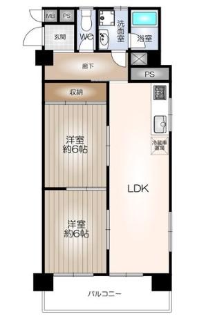 穂高ハイツ(2LDK/7階)の間取り写真