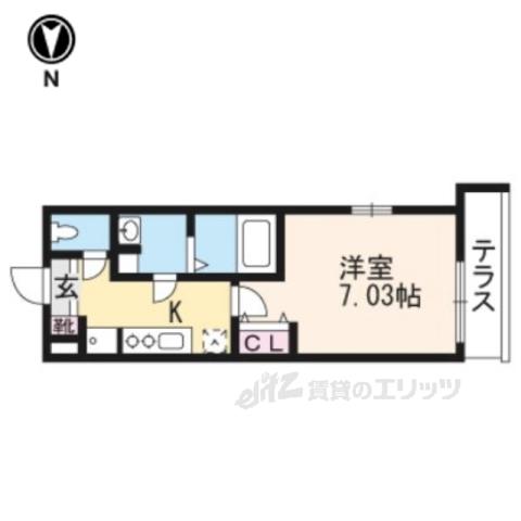 アクエルド京大北(1K/1階)の間取り写真