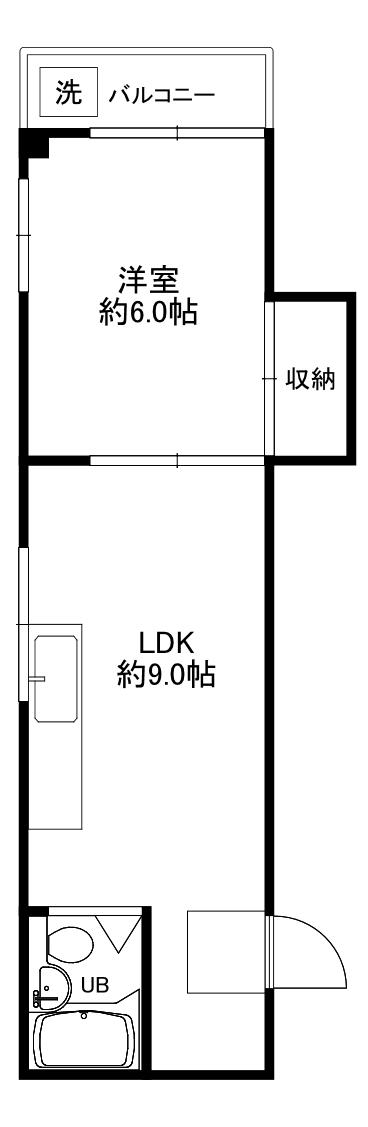 村川ビル(1LDK/2階)の間取り写真