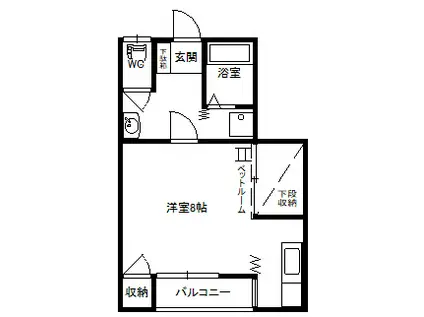 ライラックハイツC(ワンルーム/2階)の間取り写真