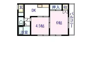 コーポスモール(2DK/2階)の間取り写真