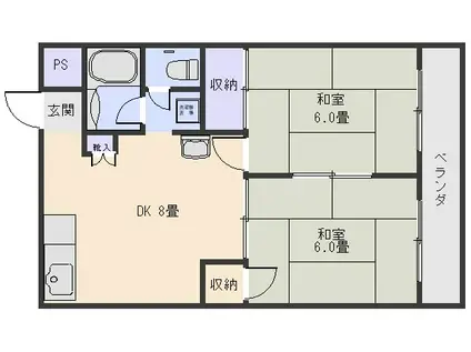 シティハウス壱番館(2DK/1階)の間取り写真