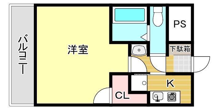 VIP薬院(ワンルーム/6階)の間取り写真