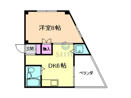 アゼリアマンション(1DK/2階)の間取り写真