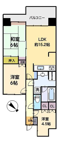 マイキャッスル湘南逗子 サン・ヴェローナ壱番館(3LDK/2階)の間取り写真