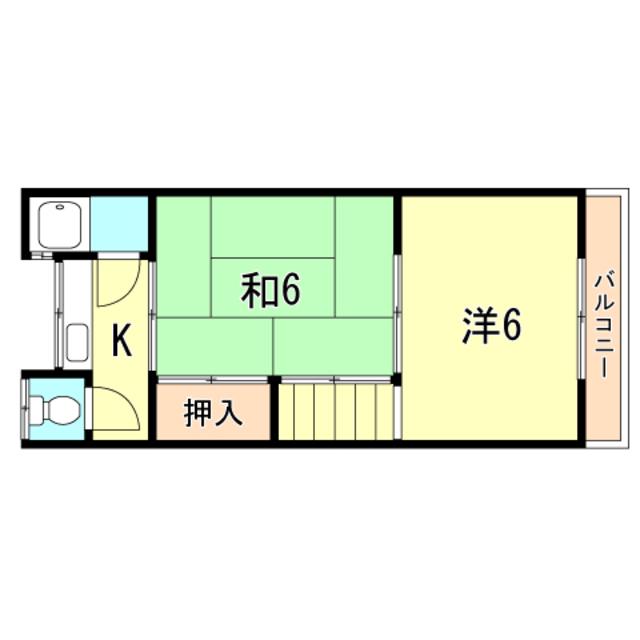 若木町アパート(2K/2階)の間取り写真