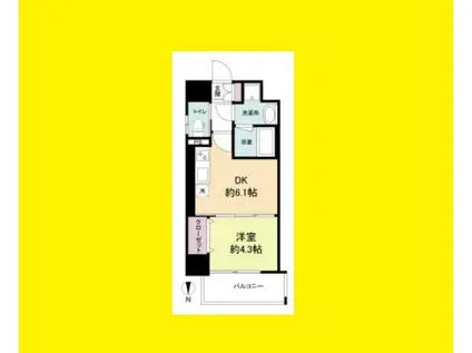 RIDGEガーデン江坂II(1DK/4階)の間取り写真