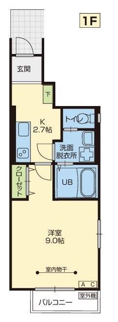 JR東北本線 花巻駅 徒歩33分 2階建 築4年(1K/1階)の間取り写真