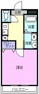 コンフォート服部(1K/1階)の間取り写真