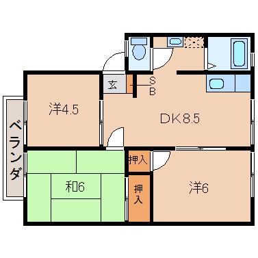 小岩ハイツ(3DK/1階)の間取り写真
