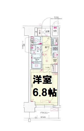 プレサンス立売堀パークシティ(1K/2階)の間取り写真