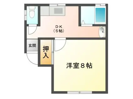 ヴェルディスイート(1DK/2階)の間取り写真