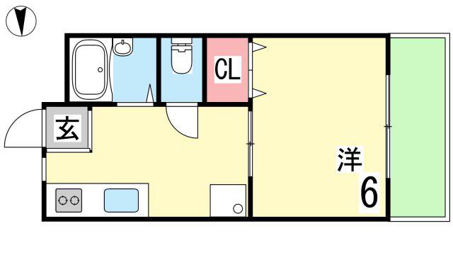 シティライフ岡本(1K/1階)の間取り写真