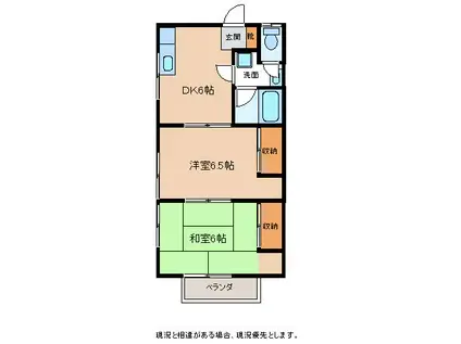 シーニックハイツささき3(2DK/2階)の間取り写真