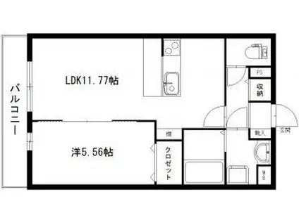 グランストーク篠ケ瀬III(1LDK/1階)の間取り写真