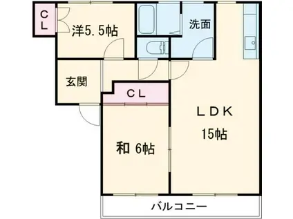 ベレヴュー(2LDK/2階)の間取り写真