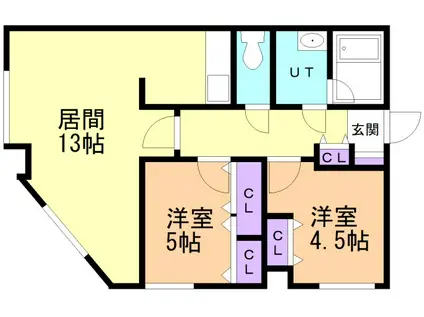 室蘭ナラサキビル(2LDK/2階)の間取り写真