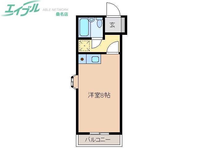 メゾンくわなM1(1K/4階)の間取り写真
