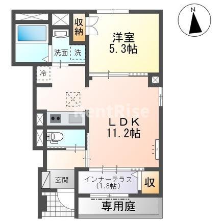 プリート江南(1LDK/1階)の間取り写真