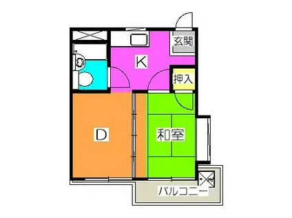 コーワ3(1DK/3階)の間取り写真