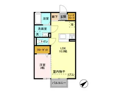 ミルメゾン B(1LDK/2階)の間取り写真