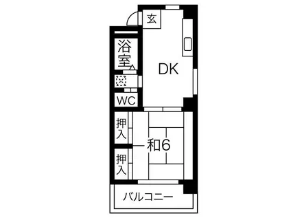 アクセスコート(1DK/4階)の間取り写真