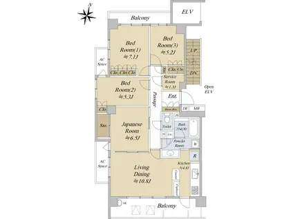 パークホームズ武蔵関(4LDK/3階)の間取り写真