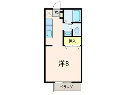 ハピネス(1K/1階)の間取り写真