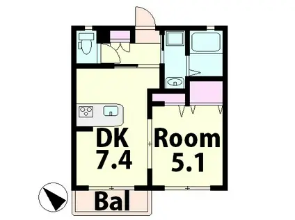 サーティーンIX(1DK/1階)の間取り写真