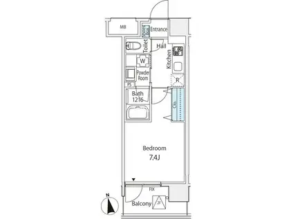 エンテヴィレ南麻布(1K/4階)の間取り写真