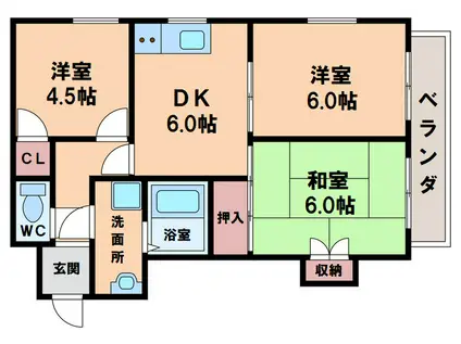 ロワール美章園(3DK/4階)の間取り写真