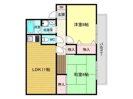 第2ハイツマツモト(2LDK/1階)の間取り写真