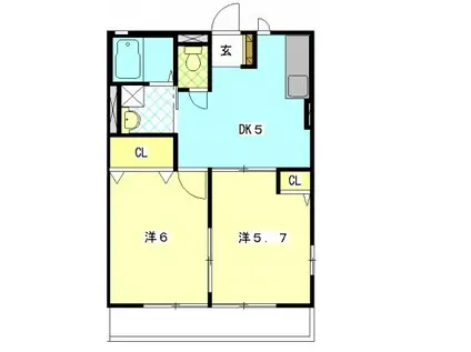 サンコートヴィラC(2DK/1階)の間取り写真