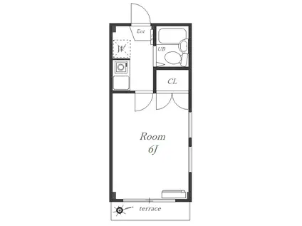 湘南テラス藤沢(1K/1階)の間取り写真