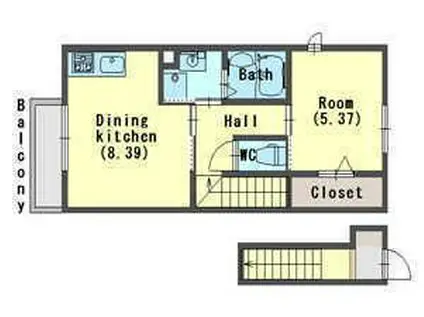 NTRエステート大久保(1DK/1階)の間取り写真