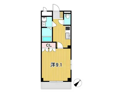 クレアトゥールA(1K/3階)の間取り写真