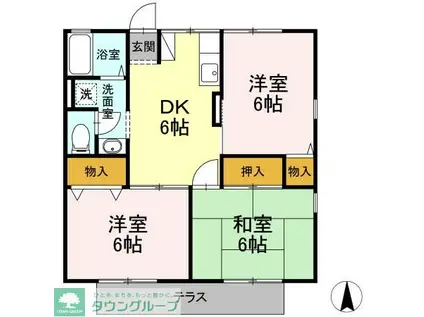 サンモールII(3DK/1階)の間取り写真