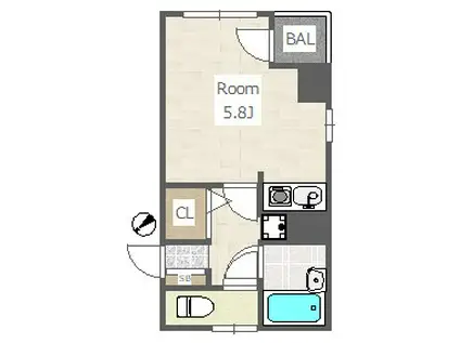 グリーンフォレスト(ワンルーム/2階)の間取り写真