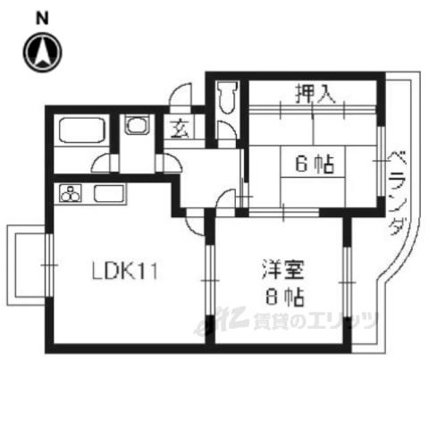 ファームハイツ高畑(2LDK/3階)の間取り写真