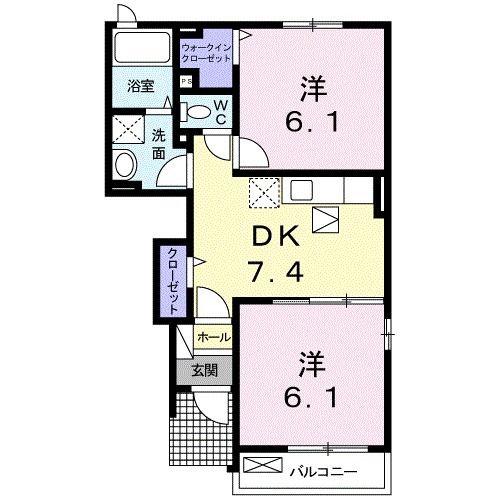 メゾン・城ノ下A(2DK/1階)の間取り写真