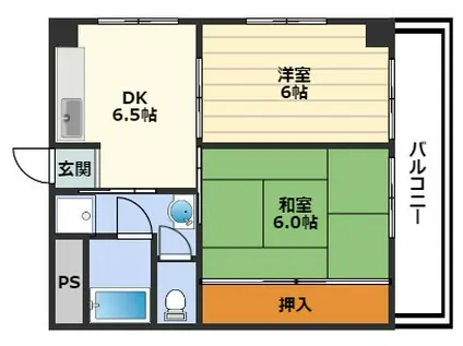 クレイバーハイツ本庄(2DK/2階)の間取り写真